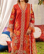 Adans Libas Bright Orange Lawn Suit- Pakistani Designer Lawn Suits