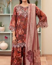 Adans Libas Wine Lawn Suit- Pakistani Designer Lawn Suits