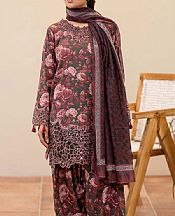 Adans Libas Wine/Black Lawn Suit- Pakistani Designer Lawn Suits