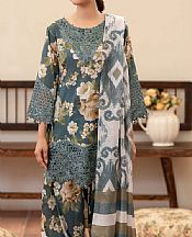 Adans Libas Teal Grey Lawn Suit- Pakistani Lawn Dress