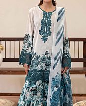 Adans Libas White/Teal Lawn Suit- Pakistani Lawn Dress