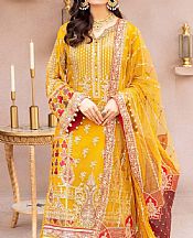 Adans Libas Golden Yellow Chiffon Suit- Pakistani Designer Chiffon Suit