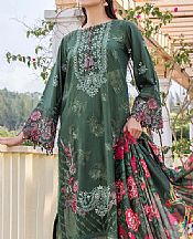 Adans Libas Forest Green Lawn Suit- Pakistani Lawn Dress