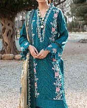 Adans Libas Teal Lawn Suit- Pakistani Designer Lawn Suits