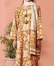 Adans Libas Dull Orange/Off White Slub Suit- Pakistani Winter Clothing