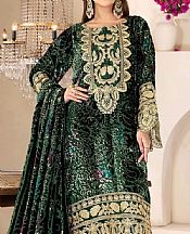 Adans Libas Green Velvet Suit- Pakistani Winter Dress