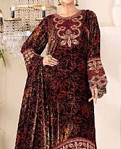 Adans Libas Wine Velvet Suit- Pakistani Winter Clothing