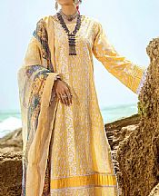 Adans Libas Golden Yellow Lawn Suit- Pakistani Designer Lawn Suits