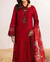 Adans Libas Red Lawn Suit- Pakistani Designer Lawn Suits