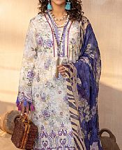 Adans Libas Ivory/Blue Lawn Suit- Pakistani Designer Lawn Suits