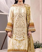 Adans Libas Ivory/Mustard Lawn Suit- Pakistani Lawn Dress