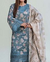 Adans Libas Slate Blue Lawn Suit- Pakistani Designer Lawn Suits