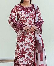 Adans Libas Off White/Cardinal Lawn Suit- Pakistani Designer Lawn Suits