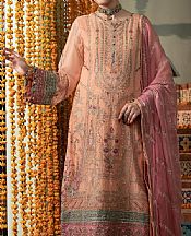 Adans Libas Peach Chiffon Suit- Pakistani Chiffon Dress