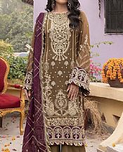 Adans Libas Pastel Brown Chiffon Suit- Pakistani Designer Chiffon Suit