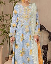 Cloudy Blue Satin Lawn Suit