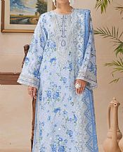 Light Blue Satin Lawn Suit