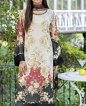 Adans Libas Ivory/Black Silk Suit- Pakistani Designer Chiffon Suit