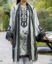 Adans Libas Grey/Black Silk Suit- Pakistani Chiffon Dress