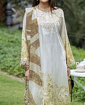 Adans Libas Off-white Silk Suit- Pakistani Designer Chiffon Suit