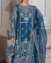 Adans Libas Denim Blue Chiffon Suit- Pakistani Designer Chiffon Suit