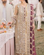 Adans Libas Tan Organza Suit- Pakistani Designer Chiffon Suit