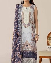 Adans Libas Off-white/Blue Lawn Suit- Pakistani Lawn Dress