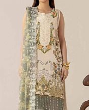 Adans Libas Ivory/Green Lawn Suit- Pakistani Lawn Dress