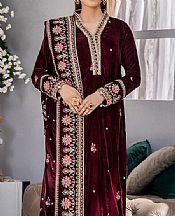 Adans Libas Maroon Velvet Suit- Pakistani Winter Clothing