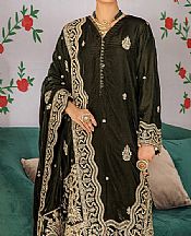 Adans Libas Olive Green Velvet Suit- Pakistani Winter Clothing