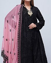 Afifa Iftikhar Black Cotton Suit- Pakistani Designer Chiffon Suit