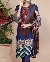 Afifa Iftikhar Navy Blue Grip Suit- Pakistani Chiffon Dress