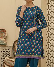 Afifa Iftikhar Teal Blue Linen Suit (2 pcs)- Pakistani Designer Chiffon Suit