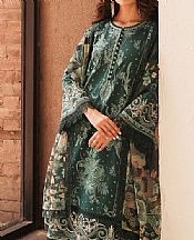 Afrozeh Bottle Green Lawn Suit- Pakistani Lawn Dress