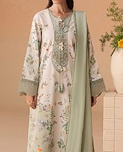 Off White/Sage Green Lawn Suit