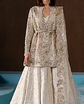 Afrozeh Off-white Raw Silk Suit- Pakistani Designer Chiffon Suit