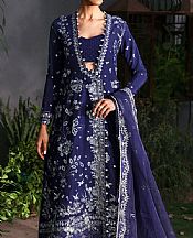 Afrozeh Blue Raw Silk Suit- Pakistani Designer Chiffon Suit