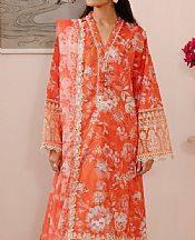 Afrozeh Shocking Orange Lawn Suit- Pakistani Designer Lawn Suits
