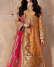 Afrozeh Mustard Net Suit- Pakistani Chiffon Dress