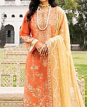 Aik Safety Orange Lawn Suit- Pakistani Designer Lawn Suits