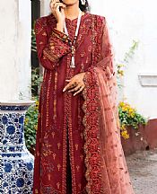 Aik Red Lawn Suit- Pakistani Designer Lawn Suits