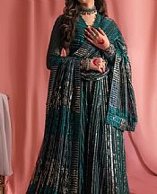 Aik Teal Chiffon Suit- Pakistani Chiffon Dress