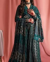 Aik Teal Chiffon Suit- Pakistani Designer Chiffon Suit