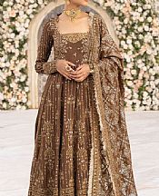 Aik Brown Silk Suit- Pakistani Designer Chiffon Suit