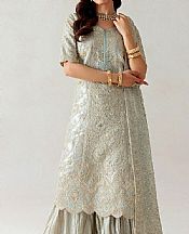 Aik Silver/Grey Tissue Suit- Pakistani Designer Chiffon Suit