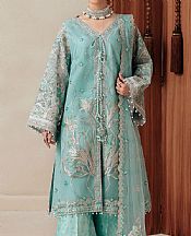 Aik Turquoise Organza Suit- Pakistani Chiffon Dress