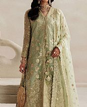 Aik Light Green Organza Suit- Pakistani Designer Chiffon Suit
