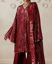 Aik Maroon Chiffon Suit- Pakistani Chiffon Dress