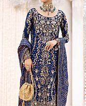 Aik Navy Blue Silk Suit- Pakistani Chiffon Dress