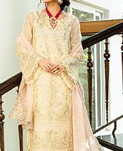 Aik Cream Organza Suit- Pakistani Designer Chiffon Suit